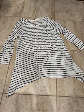 Mossimo Supply Co. White and Black Striped Long Sleeve Tunic